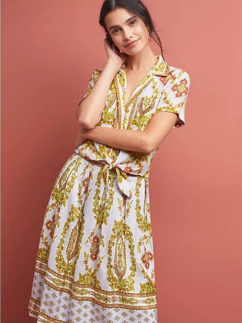 Anthropologie Echarpe Lilac Yellow Pleated A-Line Skirt & Top Set in 22W